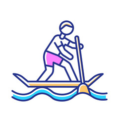 Paddle surfing color icon