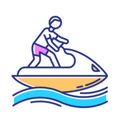 Jetskiing color icon