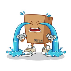 cardboard box cry mascot vector cartoon illustration