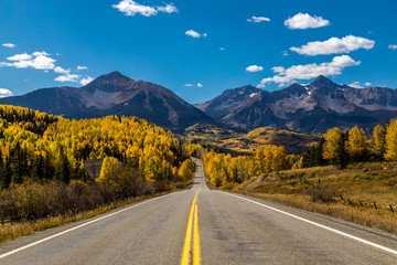 San Juan Scenic Byway near Telluride Colorado on fall day
