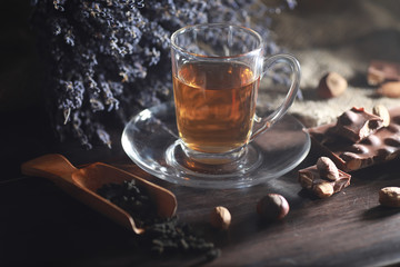 Brewed tea on a serving table