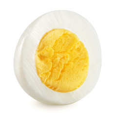 Half of hard boiled chicken egg isolated on white