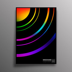 Abstract design poster with colorful gradient circular lines for flyer, brochure cover, vintage typography, background or other printing products. Vector illustration