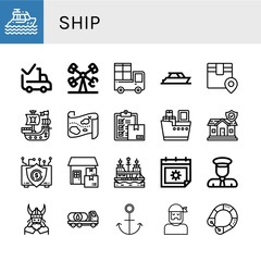 Set of ship icons such as Yacht, Delivered, Booster, Delivery, Logistics, Pirate ship, Treasure map, Shipping, Insurance, Summer, Captain, Viking, Oil truck, Anchor, Sailor , ship