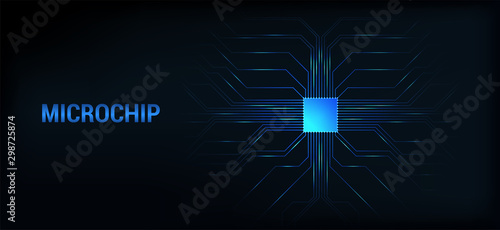 Microchip Processor Dark Background Circuit Board Banner Concept