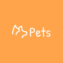 Pets outline icon, Dog and cat vector illustration on an orange background.