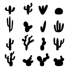 Set of cactus icons. Vector symbol on white background.