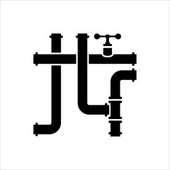 Pipe Icon, Pipe Fitting Icon, Water, Gas, Oil Pipeline, Plumbing Work