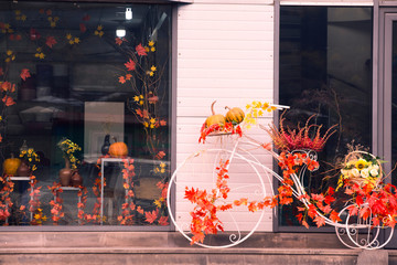 Bicycle decorated with autumn