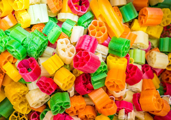 Close-up photo of colorful pasta