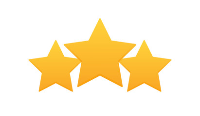 Three stars customer product rating review. Modern flat style vector illustration