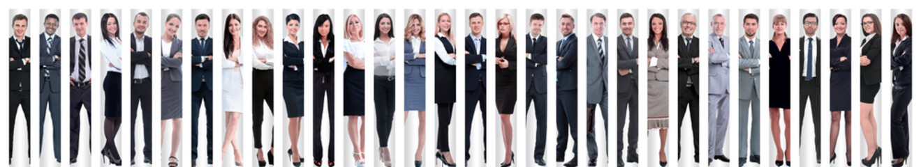 panoramic collage of groups of successful employees.