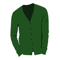 Cardigan for men green realistic vector illustration isolated