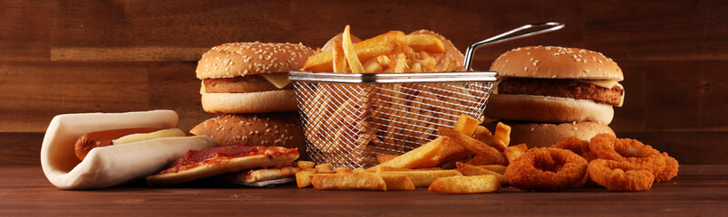 Unhealthy products. food bad for figure, skin, heart and teeth.