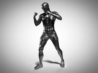 3d rendered medically accurate illustration of a metallic man in a boxing pose