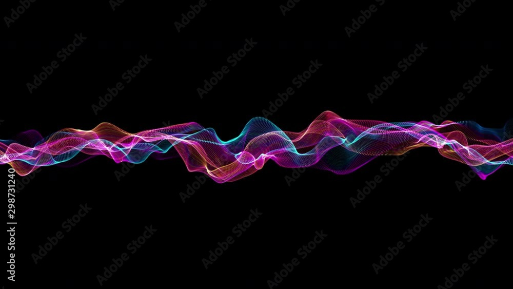 Poster 4k video. lines abstract. looped animation. wave pattern. dotted lines. neon waves. particles backgr