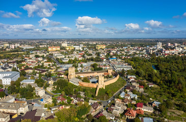 Aerial view of Lutsk The Lubart Castle.