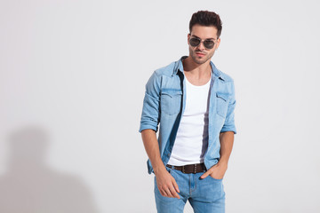 Fototapeta premium Tough casual man holding his hand in his pocket