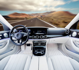 Travel in car. Element of design. car in the mountain road
