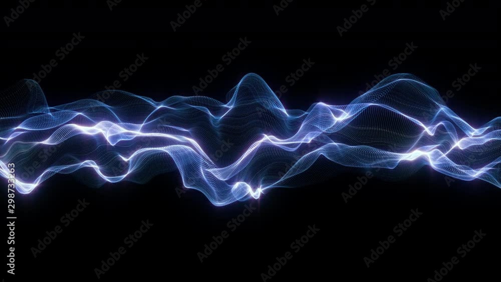 Poster 4k video. lines abstract. looped animation. wave pattern. dotted lines. neon waves. particles backgr