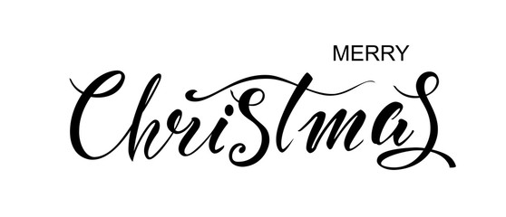 Merry Christmas. Vector text Calligraphic Lettering design card template. Creative typography for Holiday Greeting Gift Poster. Calligraphy Font style Banner.