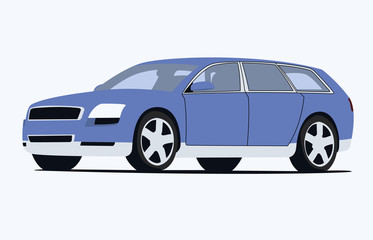 Fototapeta na wymiar Station wagon blue realistic vector illustration isolated
