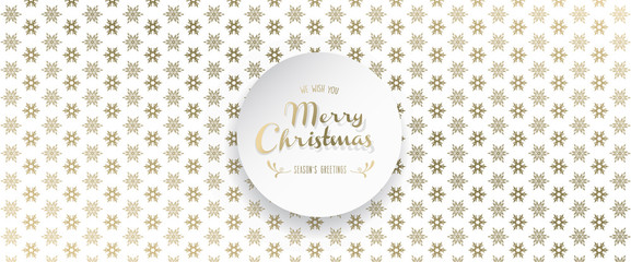 Christmas golden vector background illustration with snowflakes and Merry Christmas text