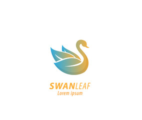 Swan leaf design logo