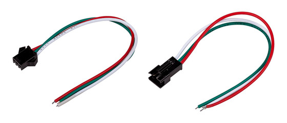 LED strip tape connectors set on white background