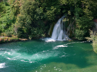 Fototapeta na wymiar Waterfalls at Krka National Park in Croatia, long exposition