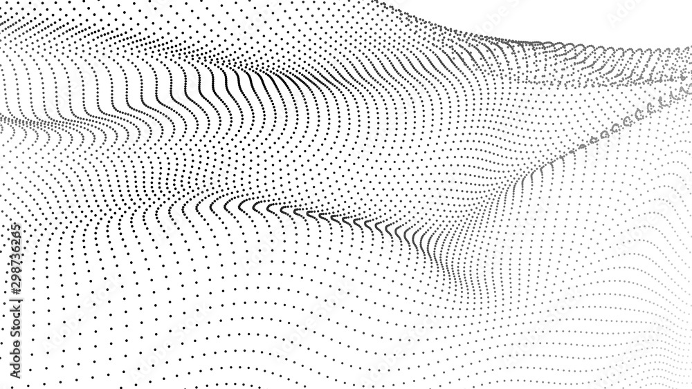 Poster abstract wave in white background. wave of particles. vector illustration.