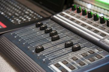 The control panel in the studio