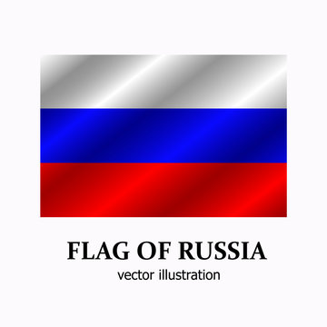 Bright banner with flag of Russia. Happy Russia day button. Bright illustration with flag.