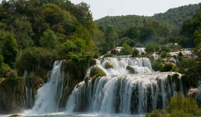Obraz premium Waterfalls at Krka National Park in Croatia, long exposition