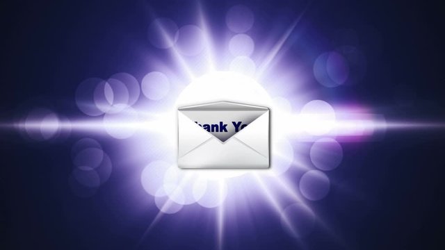 Thank You Text Animation in Letter, Email Concept, Loop, 4k