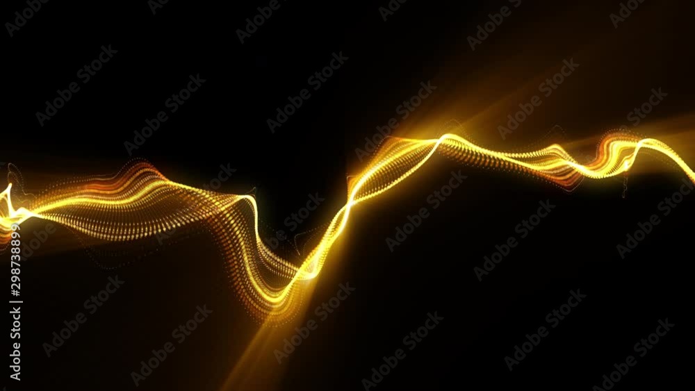 Poster 4k video. lines abstract. looped animation. wave pattern. dotted lines. neon waves. golden particles