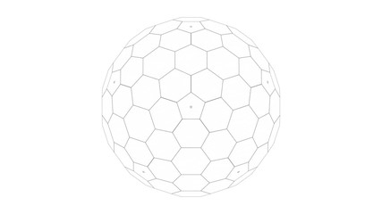 Fototapeta na wymiar 3d rendering of a honeycomb hexagon sphere isolated on white