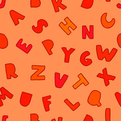 Vector seamless background with colorful letters. Alphabet. Can be used for wallpaper, pattern fills, web page, surface textures, textile print, wrapping paper