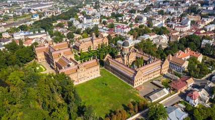 Fototapeta na wymiar Aerial panoram View of Chernivtsi National University.