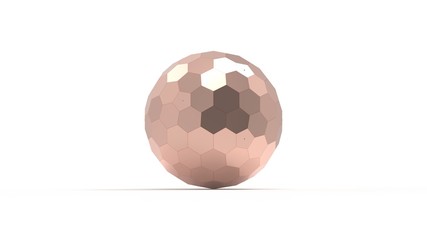 3d rendering of a honeycomb hexagon sphere isolated on white