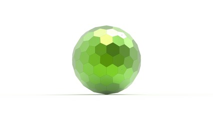 3d rendering of a honeycomb hexagon sphere isolated on white
