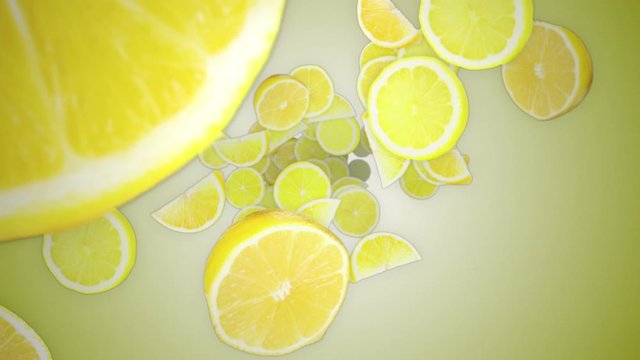 Falling Lemmon Animation,Background, with Alpha Channel, Loop, 4k