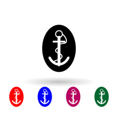 Japan cap badge mid shipman military ranks and insignia multi color icon. Simple glyph, flat vector of military ranks and insignia of japan icons for ui and ux, website or mobile