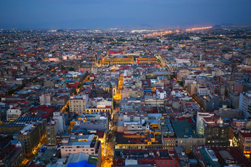 Panoramic view of Mexico City from the observation deck at the top of Latin American Tower (Torre Latinoamericana)