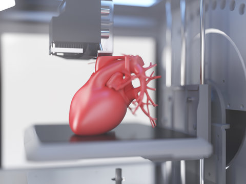 3d rendered medically accurate illustration of a 3d printer printing a heart