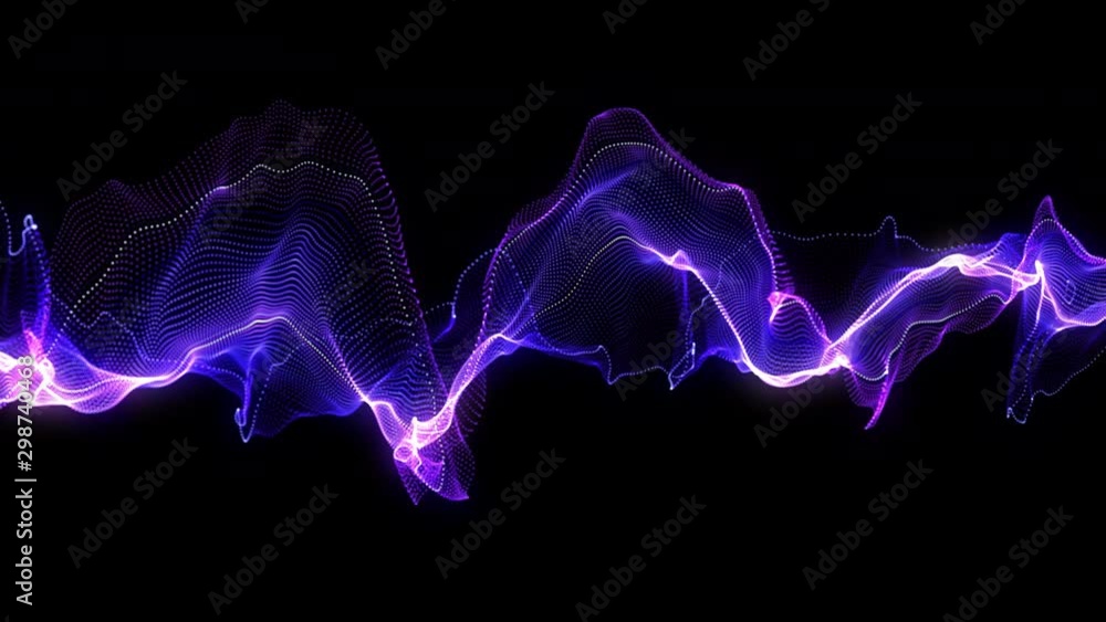 Poster 4k video. looped animation. wave pattern. dotted lines. neon waves. particles background. seamless l