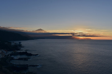 sunset on the island of Tenerife overlooking the Teide
