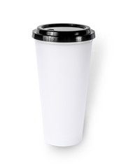 empty cup of coffee on a white background.