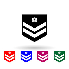 Japan private first class military ranks and insignia multi color icon. Simple glyph, flat vector of military ranks and insignia of japan icons for ui and ux, website or mobile