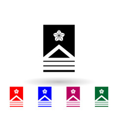 Japan sergeant major military ranks and insignia multi color icon. Simple glyph, flat vector of military ranks and insignia of japan icons for ui and ux, website or mobile